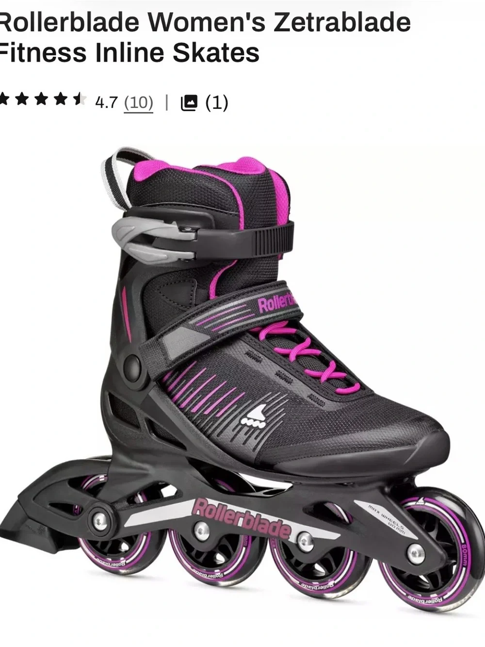 Rollerblade Women's Zetrablade Fitness Inline Skates - Black & Pink: size 8 - Picture 1 of 5